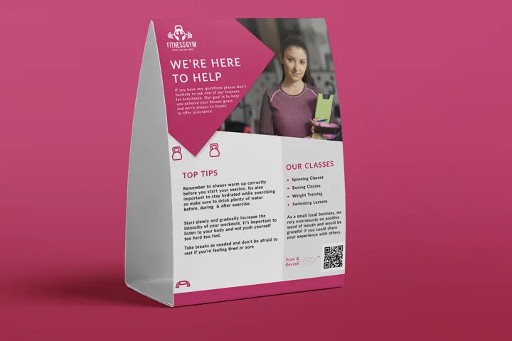 Professional table tent design for Irish cafes and restaurants